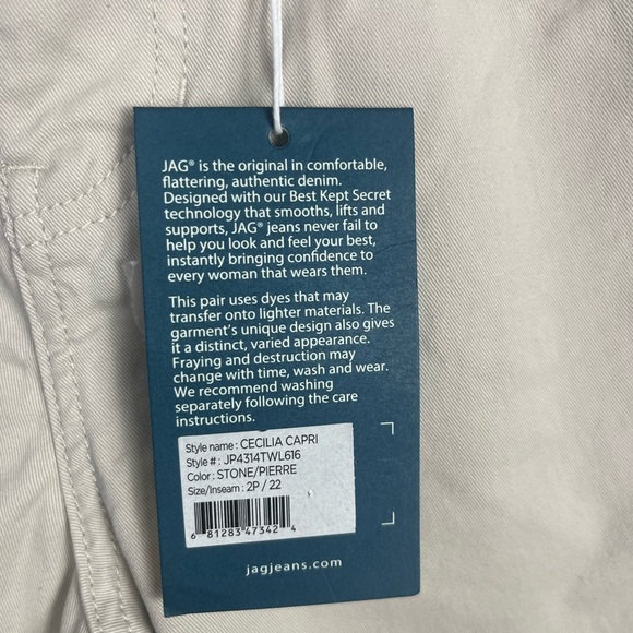 NWT JAG Women's Cecilia Mid Rise Capri size 2 petite - Picture 5 of 7
